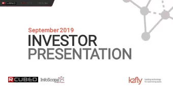 INVESTOR  PRESENTA  TATIO  ION  ASX:K2F  DISCLAIMER  Important Information  The material contained