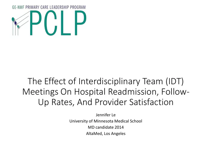 meetings on hospital readmission follow