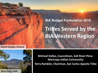 Tribes Served by the  BIA Western Region  Grand Canyon, Arizona  Michael Dallas, Councilman, Salt