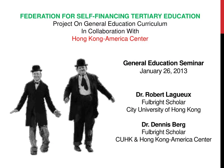 general education seminar january 26 2013