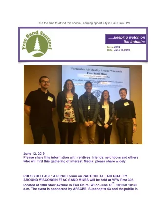 June 12, 2019  Please share this information with relatives, friends, neighbors and others who will