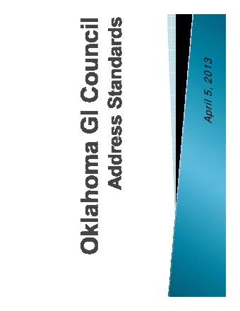 April 5, 2013  OK Address Standards Workgroup  OK Address Standards Workgroup  Mike Sharp