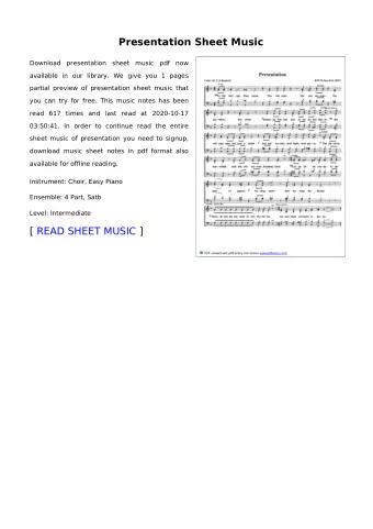 Presentation Sheet Music  Download  presentation  sheet  music  pdf  now  available in our library.