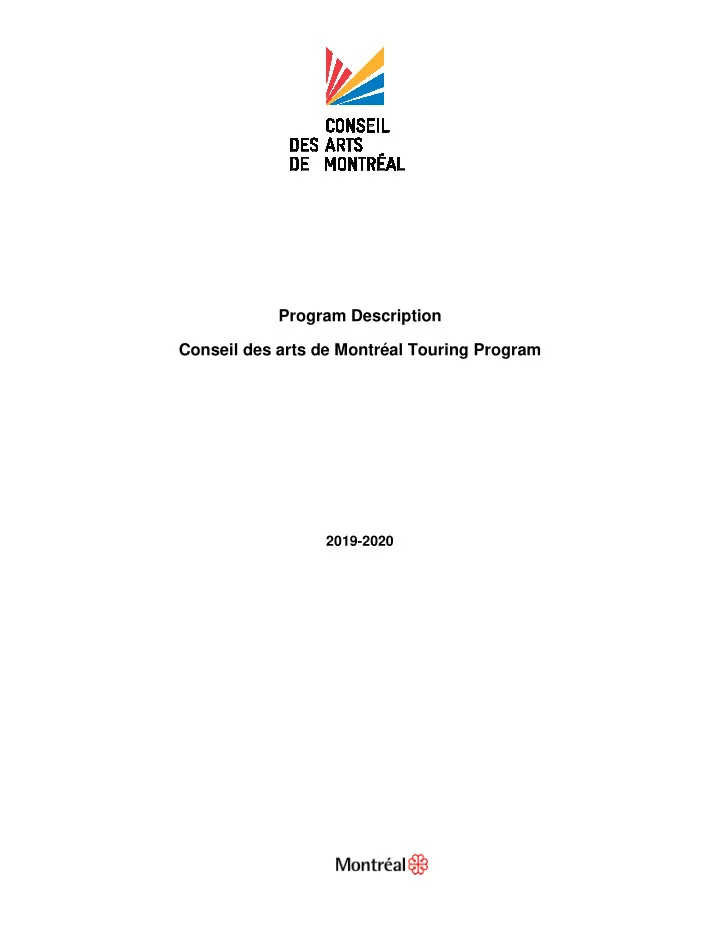 program description conseil des arts de montr al touring