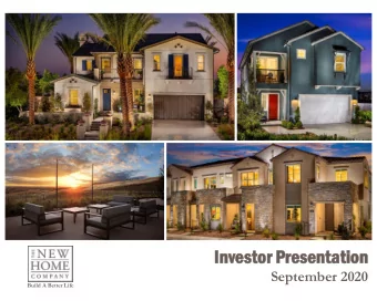 Inve  vestor  r Prese  sent  ntati  ation  September 2020  Build A Better Life  Dis  isclaimer  our