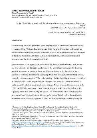 Strike, deterrence, and the RAAF Wing Commander Jo Brick 1  Williams Foundation Air Power Seminar,