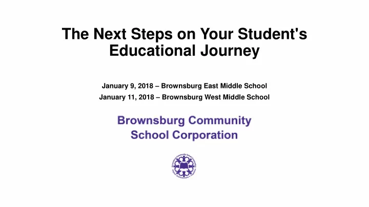 the next steps on your student s