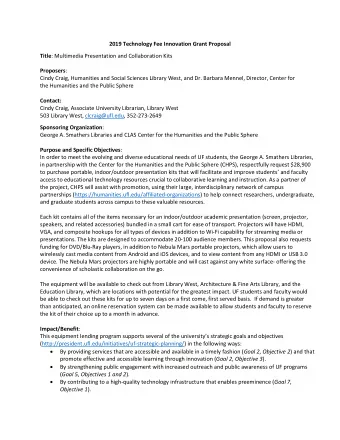 2019 Technology Fee Innovation Grant Proposal Title : Multimedia Presentation and Collaboration
