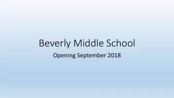 Beverly Middle School  Opening September 2018 Communication Plan  Timeline of Meetings
