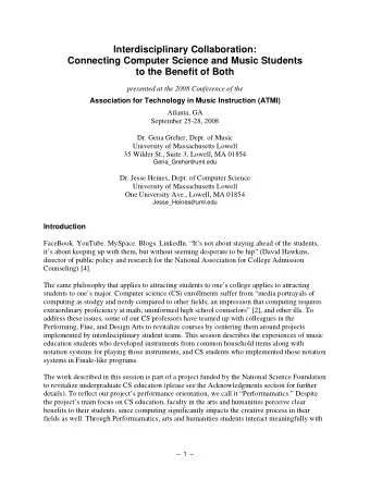 Interdisciplinary Collaboration:  Connecting Computer Science and Music Students  to the Benefit of