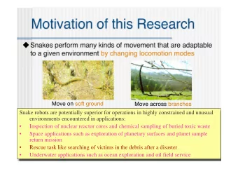 Motivation of this Research  Snakes perform many kinds of movement that are adaptable  to a