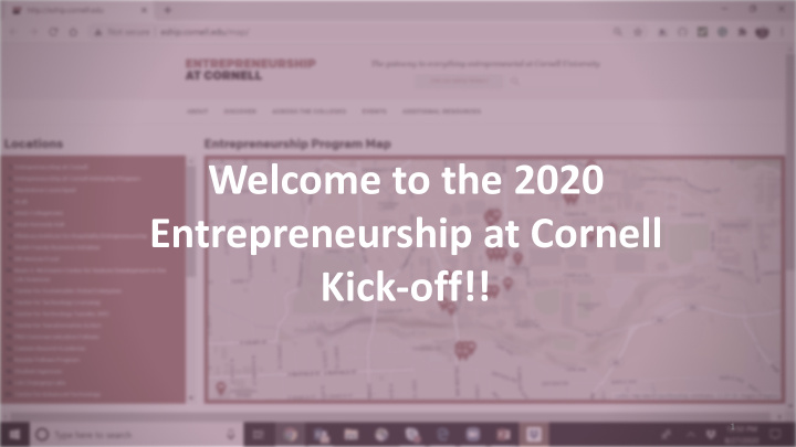 welcome to the 2020 entrepreneurship at cornell kick off