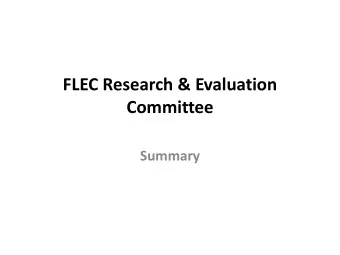 Committee  Summary  Next Steps  Financial Literacy  and  Education  Commission  Research Priorities