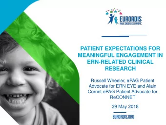 ERN-RELATED CLINICAL  RESEARCH  Russell Wheeler, ePAG Patient  Advocate for ERN EYE and Alain