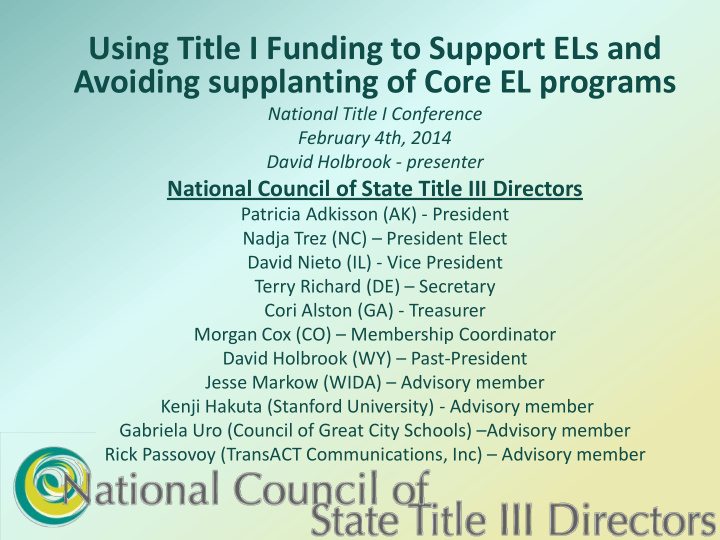 using title i funding to support els and