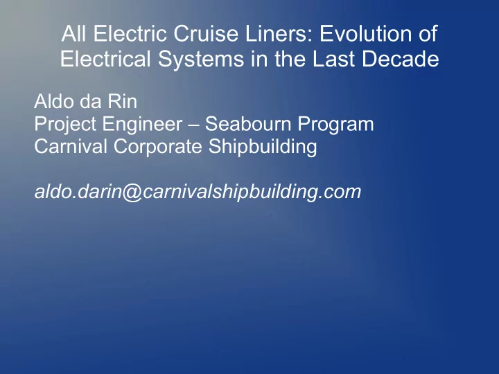 all electric cruise liners evolution of electrical