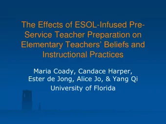 Service Teacher Preparation on  Elementary Teachers Beliefs and  Instructional Practices  Maria