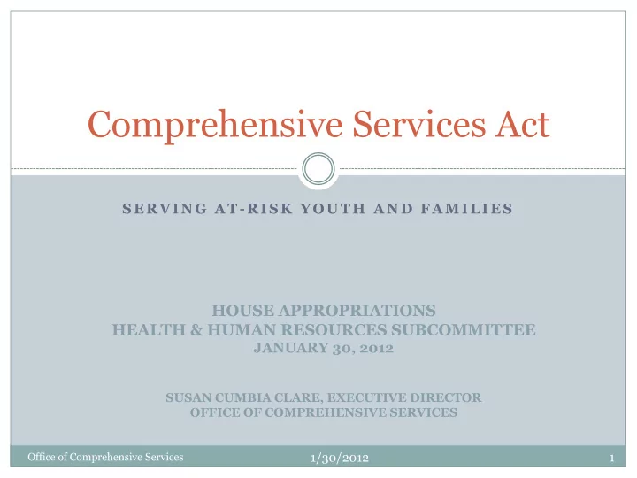 comprehensive services act
