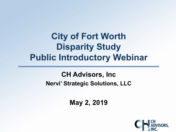 city of fort worth disparity study public introductory