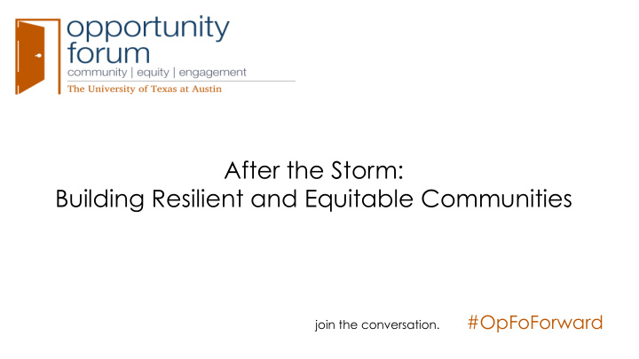 after the storm building resilient and equitable