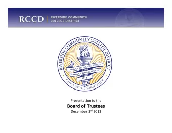 Board of Trustees December 3 rd 2013  Counting towards100  ounting towards100  March 13, 2016