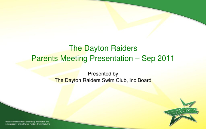 the dayton raiders parents meeting presentation sep 2011