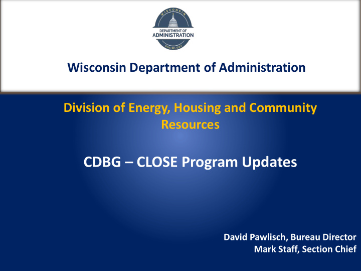 cdbg close program updates
