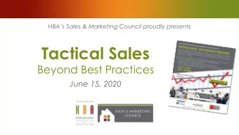 Tactical Sales  Beyond Best Practices  June 15, 2020  A Big  THANK YOU  to our Overall  Council
