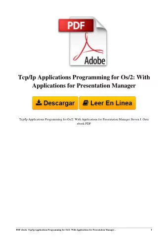 Tcp/Ip Applications Programming for Os/2: With  Applications for Presentation Manager  Tcp/Ip