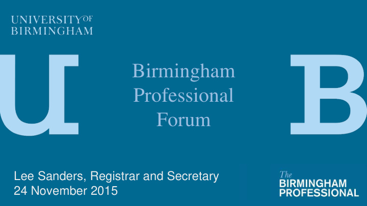 birmingham professional forum