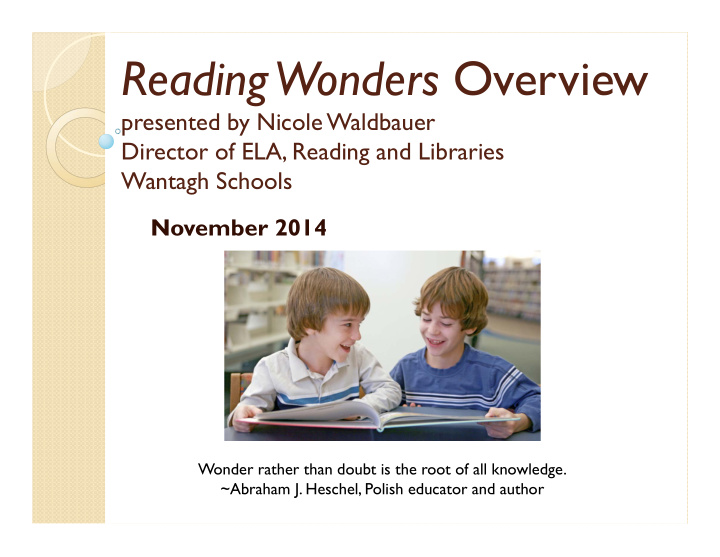 reading wonders overview