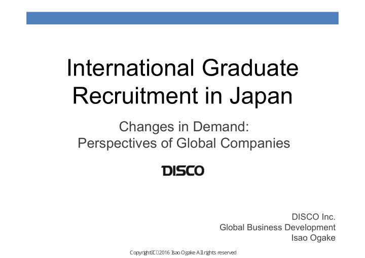 international graduate recruitment in japan