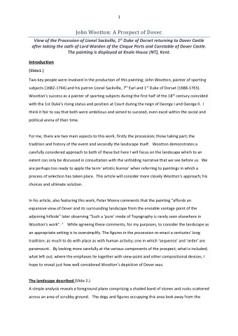 John Wootton: A Prospect of Dover. View of the Procession of Lionel Sackville, 1 st Duke of Dorset