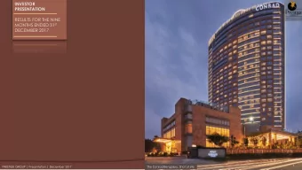 INVESTOR  PRESENTATION  RESULTS FOR THE NINE MONTHS ENDED 31 st  DECEMBER 2017  1  PRESTIGE GROUP |