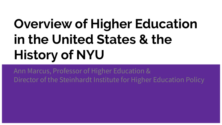 overview of higher education in the united states the