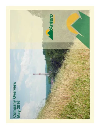 Company Overview  May 2016  FORWARD-LOOKING STATEMENTS  This presentation contains forward-looking