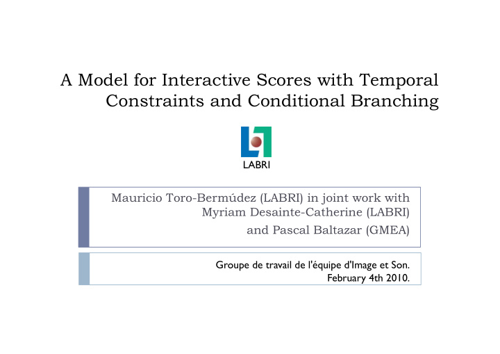 a model for interactive scores with temporal constraints