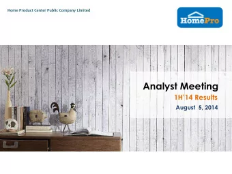 Analyst Meeting 1H14 Results  August  5, 2014 Disclaimer This Presentation (The