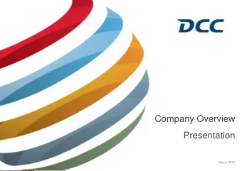 Company Overview  Presentation  March 2013  Disclaimer  This presentation does not constitute an