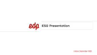 ESG Presentation  Lisbon, September 2020  Disclaimer  This document has been prepared by EDP -