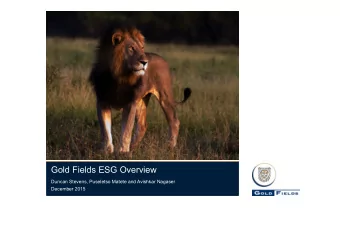 Gold Fields ESG Overview  Duncan Stevens, Puseletso Matete and Avishkar Nagaser  December 2015