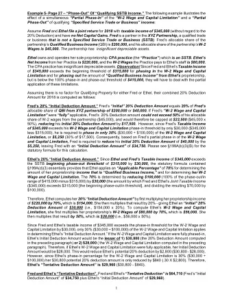 Example 5- Page 27  Phase-Out Of Qualifying SSTB Income. The following example