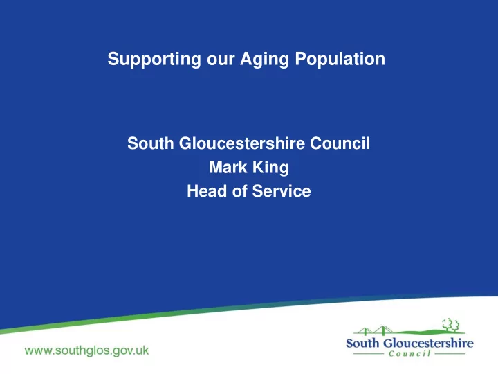 supporting our aging population
