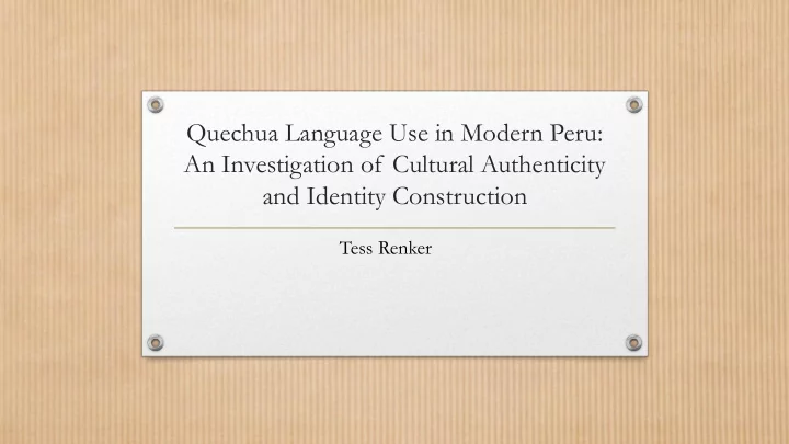 and identity construction