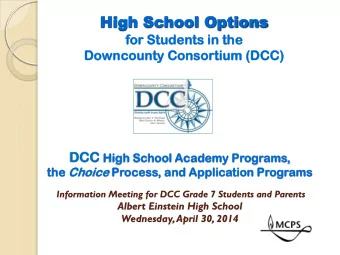 High  High Sc  School O  hool Options ptions  for St  Students  ents in th  the  Down  Do  wncount