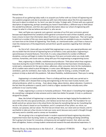 This transcript was exported on Jul 10, 2020 - view latest version here.  Richard Heist:  The