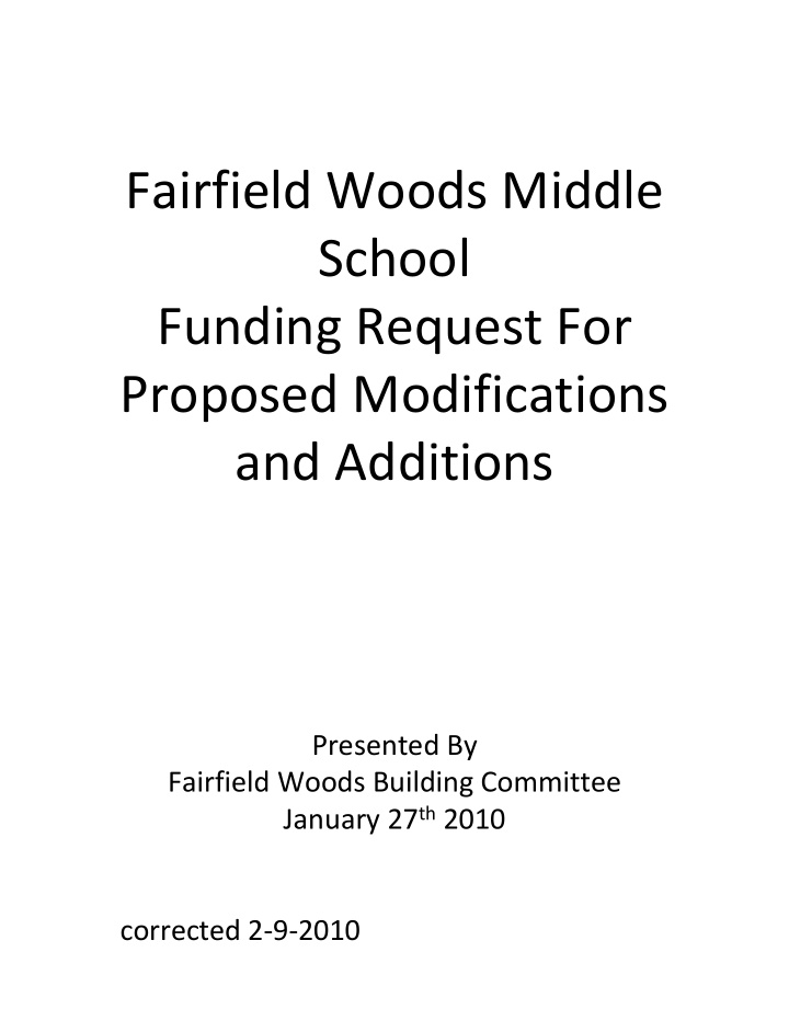 fairfield woods middle school funding request for