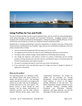 Using Profiles for Fun and Profit  The use of software profiles remains a poorly-explained topic,