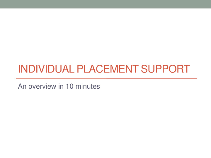 individual placement support
