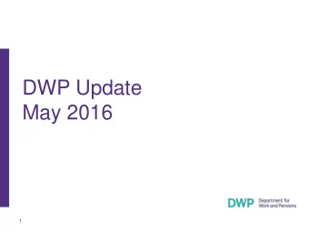 May 2016  1  Universal Credit (UC)    Universal Credit is now live in all areas    Fife went
